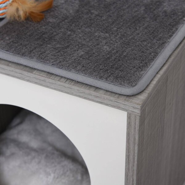 AllMyPets Tiragraffi per Gatti Centro-attivit Cuccia cuscino rimovibile in peluche legno grigio - D30D58