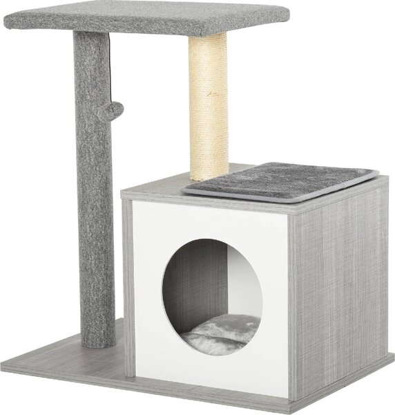 AllMyPets Tiragraffi per Gatti Centro-attivit Cuccia cuscino rimovibile in peluche legno grigio - D30D58