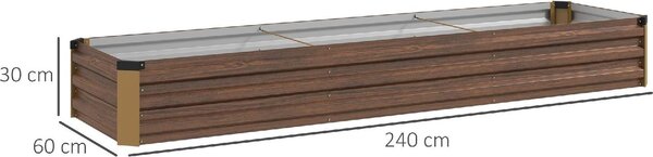 VivaGarden Letto per Orto Rialzato da Esterno Fioriera Balcone 240x60x30 cm colore Legno Scuro