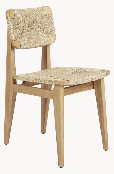 Sedia da giardino in legno di teak con seduta e schienale intrecciati C-Chair
