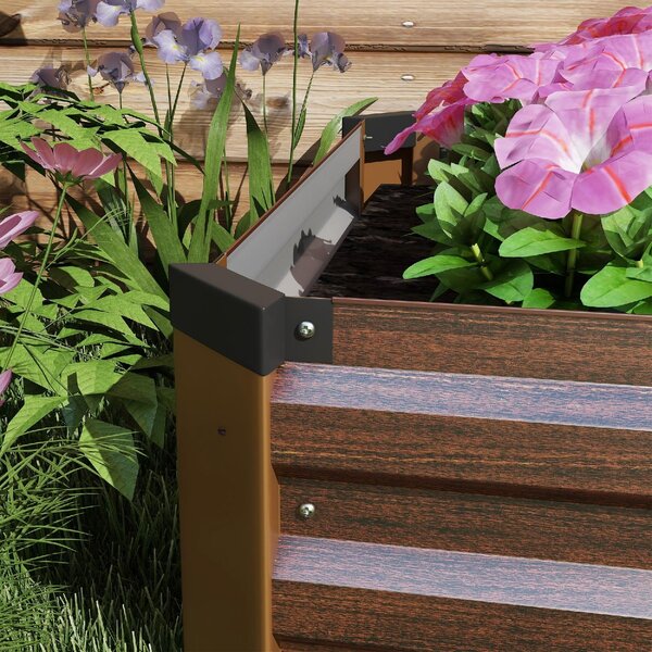 VivaGarden Letto per Orto Rialzato da Esterno Fioriera Balcone 240x60x30 cm colore Legno Scuro