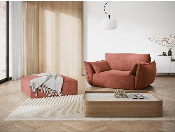 Poggiapiedi color mattone con rivestimento in ciniglia Vanda – Mazzini Sofas