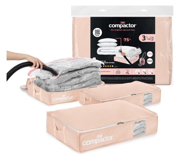 Set di organizer per sottoletto sottovuoto in plastica 3 pz 65x45x15,5 cm Pink Edition - Compactor