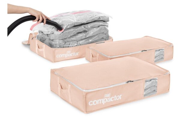 Set di organizer per sottoletto sottovuoto in plastica 3 pz 65x45x15,5 cm Pink Edition - Compactor