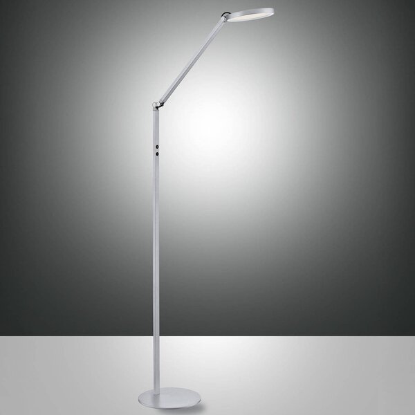 Fabas Luce Lampada da terra a LED Regina, dimmerabile, Alluminio / Grigio / Zincato, Soggiorno / Sala da pranzo, Metallo, Moderno, Lampada LED da terra