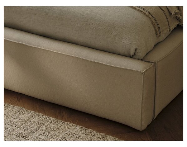 Letto matrimoniale imbottito beige con contenitore e rete inclusi 180x200 cm Arendal - Cosmopolitan Design