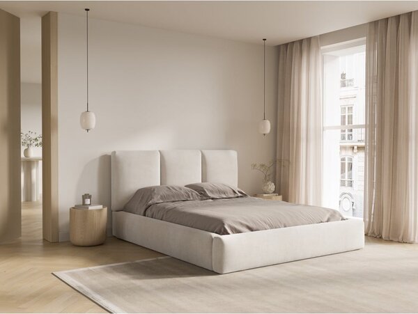 Letto matrimoniale imbottito beige con contenitore con griglia 180x200 cm Brody - Mazzini Beds