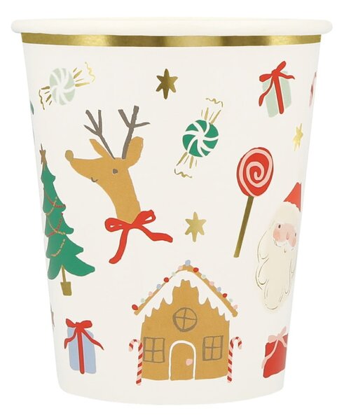 Bicchieri di carta monouso in set da 8 Jolly Christmas - Meri Meri