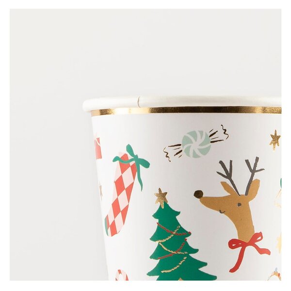 Bicchieri di carta monouso in set da 8 Jolly Christmas - Meri Meri