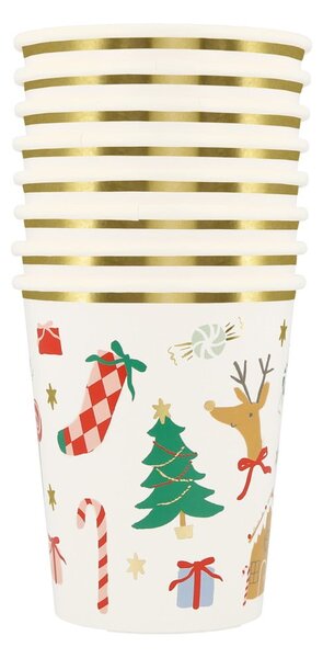 Bicchieri di carta monouso in set da 8 Jolly Christmas - Meri Meri