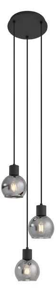 Lampadario Art Déco nero con vetro fumé rotondo 3 luci - VIDRO