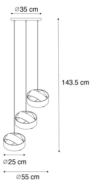 Lampada a sospensione moderna bianca 3 luci - Cloth