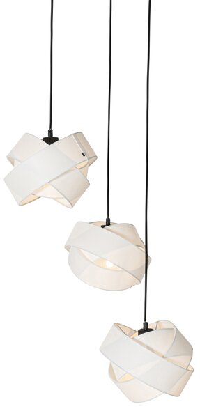 Lampada a sospensione moderna bianca 3 luci - Cloth