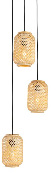 Lampadario orientale in bambù a 3 luci - Yvonne