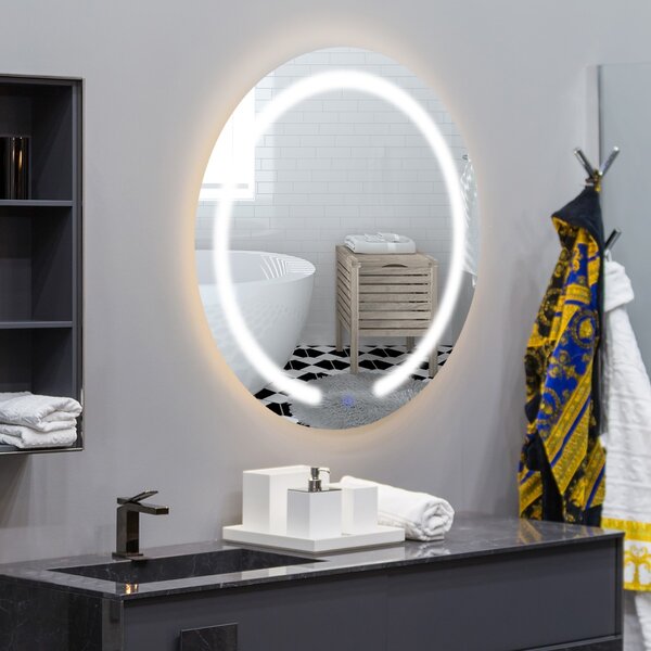 Costway Specchio led rotondo da trucco per bagno con luci a led, Specchio  illuminato a parete dimenabile