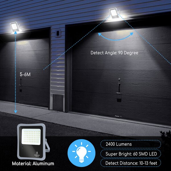 Faro Led 300W Grigio con pannello solare IP65 Bianco freddo 6500K Dimmerabile con telecomando e con sensore crepuscolare Aigostar
