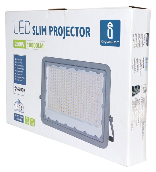 Faro proiettore Led 200W Grigio da esterno IP65 Bianco freddo 6500K Aigostar