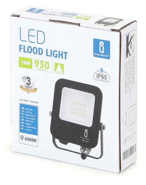 Faro proiettore Led 10W Nero da esterno IP65 Bianco freddo 6500K Aigostar