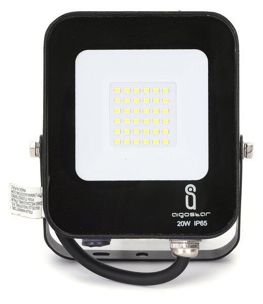 Faro proiettore Led 20W Nero da esterno IP65 Bianco freddo 6500K Aigostar