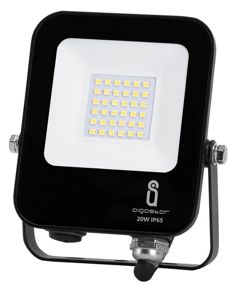 Faro proiettore Led 20W Nero da esterno IP65 Bianco freddo 6500K Aigostar