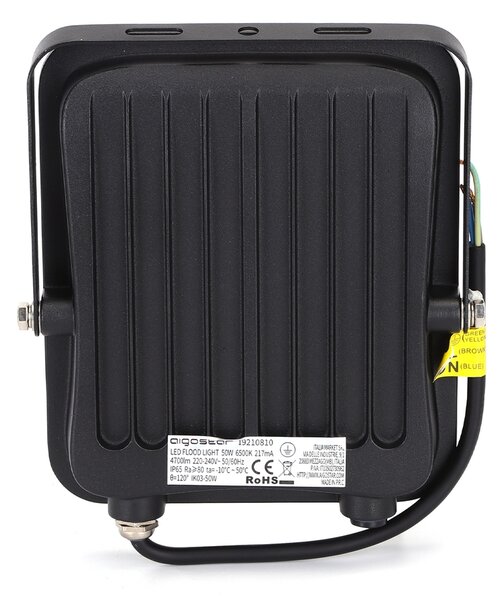 Faro proiettore Led 50W Nero da esterno IP65 Bianco freddo 6500K Aigostar