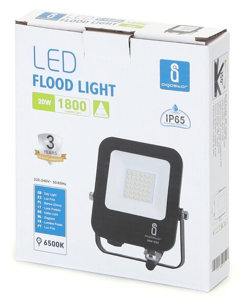 Faro proiettore Led 20W Nero da esterno IP65 Bianco freddo 6500K Aigostar