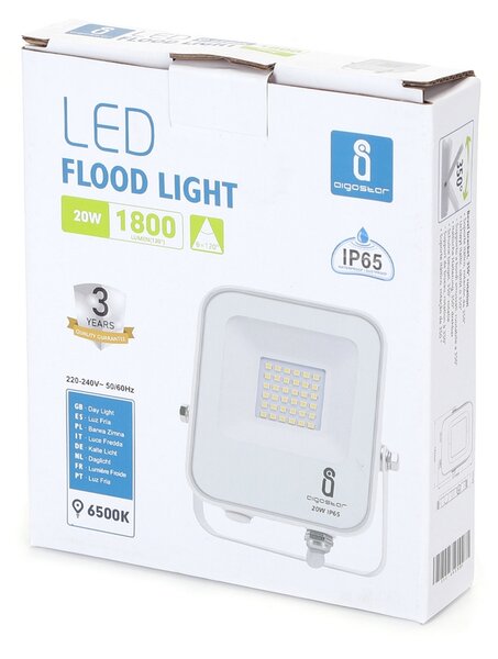 Faro proiettore Led 20W Bianco da esterno IP65 Bianco freddo 6500K Aigostar