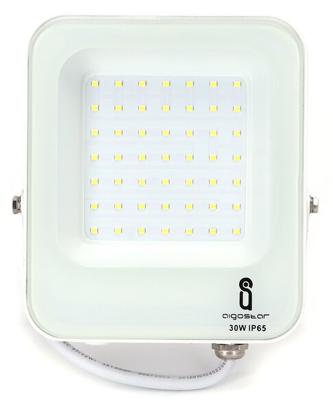 Faro proiettore Led 30W Bianco da esterno IP65 Bianco freddo 6500K Aigostar