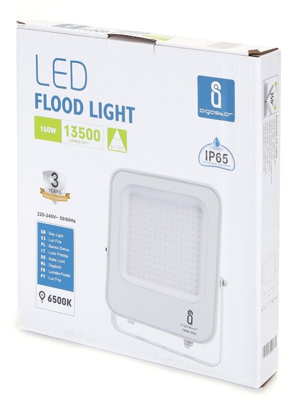 Faro proiettore Led 150W Bianco da esterno IP65 Bianco freddo 6500K Aigostar