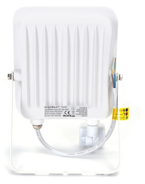 Faro proiettore Led 50W Bianco da esterno IP65 Bianco freddo 6500K con sensore crepuscolare e di movimento Aigostar