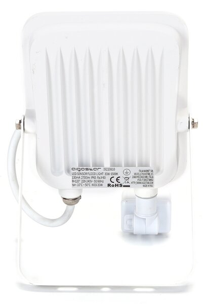 Faro proiettore Led 30W Bianco da esterno IP65 Bianco freddo 6500K con sensore crepuscolare e di movimento Aigostar