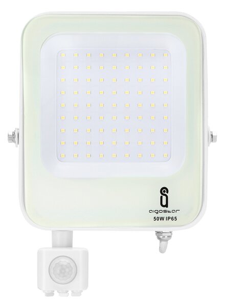 Faro proiettore Led 50W Bianco da esterno IP65 Bianco freddo 6500K con sensore crepuscolare e di movimento Aigostar