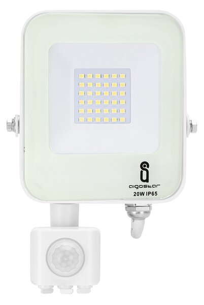 Faro proiettore Led 20W Bianco da esterno IP65 Bianco freddo 6500K con sensore crepuscolare e di movimento Aigostar