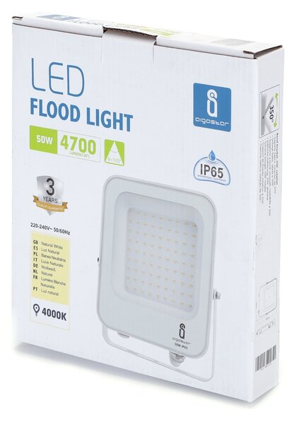 Faro proiettore Led 50W Bianco da esterno IP65 Bianco neutro 4000K Aigostar