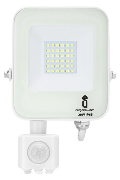 Faro proiettore Led 20W Bianco da esterno IP65 Bianco neutro 4000K con sensore crepuscolare e di movimento Aigostar