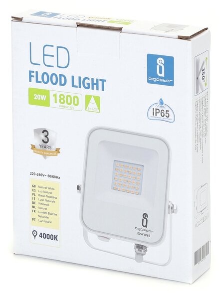 Faro proiettore Led 20W Bianco da esterno IP65 Bianco neutro 4000K Aigostar