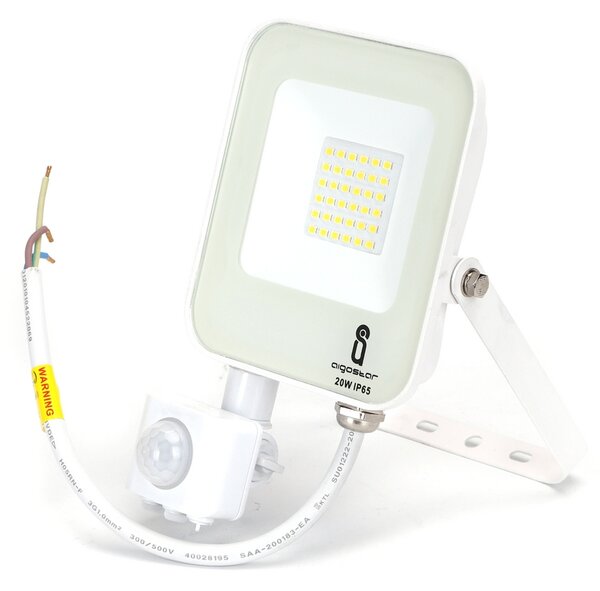 Faro proiettore Led 20W Bianco da esterno IP65 Bianco neutro 4000K con sensore crepuscolare e di movimento Aigostar