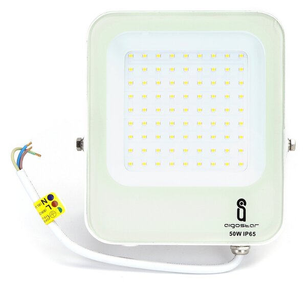 Faro proiettore Led 50W Bianco da esterno IP65 Bianco neutro 4000K Aigostar