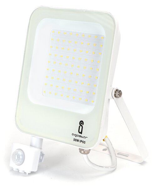 Faro proiettore Led 50W Bianco da esterno IP65 Bianco neutro 4000K con sensore crepuscolare e di movimento Aigostar