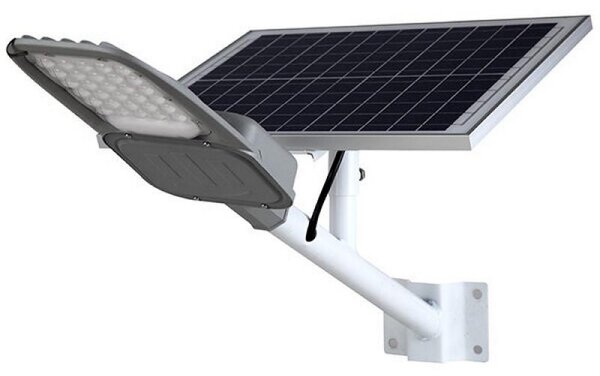 Faro Led 60W Grigio con pannello solare IP65 Bianco freddo 6500K Dimmerabile con telecomando e con sensore crepuscolare M LEDME