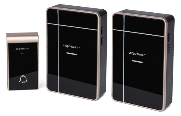 Campanello senza fili Aigostar da esterno a batteria 1 pulsante e 2 riceventi colore nero e oro