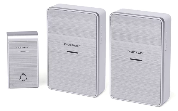 Campanello senza fili Aigostar da esterno a batteria 1 pulsante e 2 riceventi colore argento