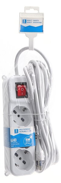 Ciabatta multipresa elettrica 3 posti con cavo da 5m – 3 Prese Schuko+Bipasso Aigostar