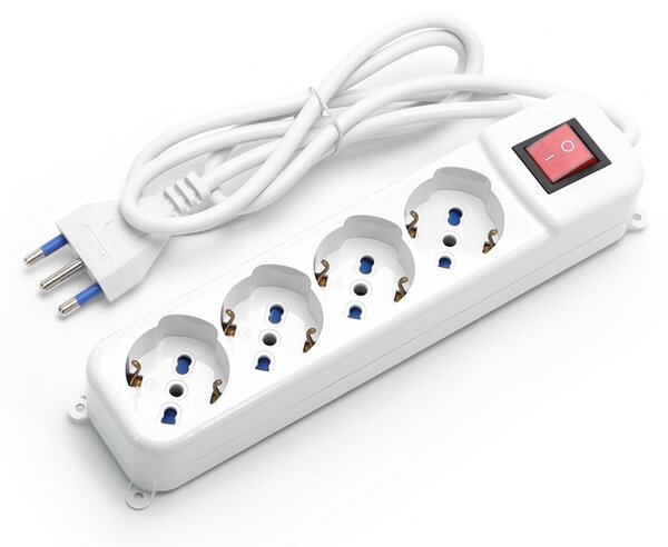 Ciabatta multipresa elettrica 4 posti con cavo da 1,5m – 4 Prese Schuko+Bipasso Aigostar