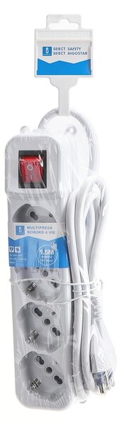 Ciabatta multipresa elettrica 4 posti con cavo da 1,5m – 4 Prese Schuko+Bipasso Aigostar