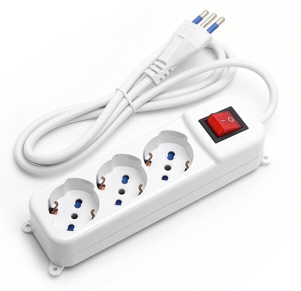 Ciabatta multipresa elettrica 3 posti con cavo da 1,5m – 3 Prese Schuko+Bipasso Aigostar