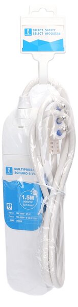 Ciabatta multipresa elettrica Slim 6 posti con cavo da 1,5m – 6 Prese Bipasso Aigostar
