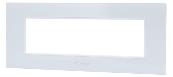 Placca 7 moduli 506 in vetro bianca compatibile anche con BTicino Livinglight