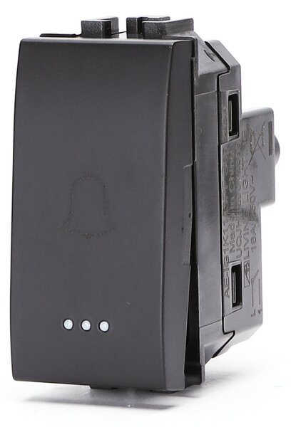 Pulsante Campanello 16A nero compatibile anche con BTicino Livinglight