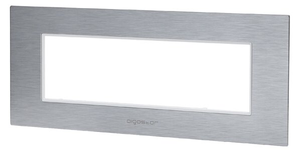 Placca 7 moduli 506 in alluminio argento compatibile anche con BTicino Livinglight